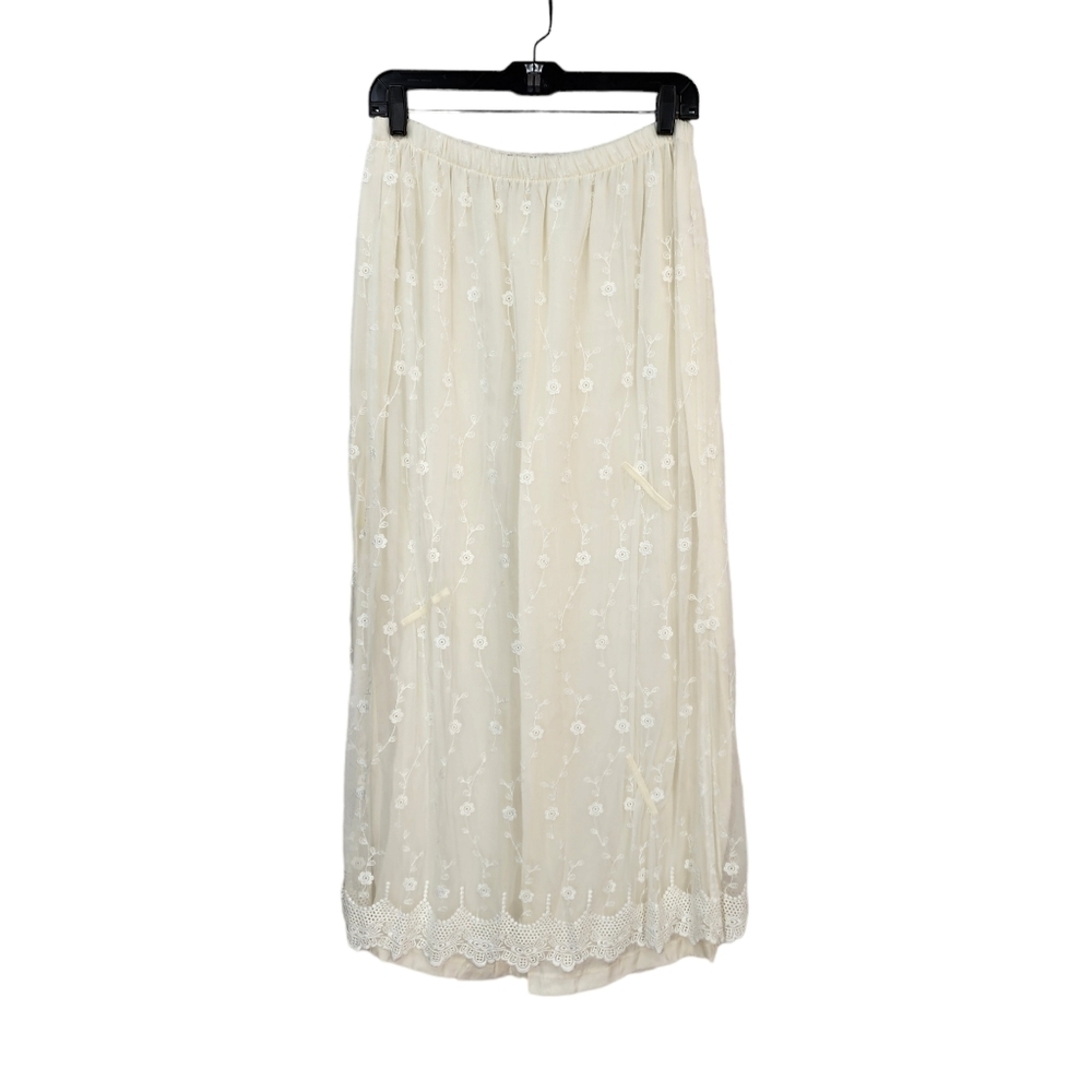 Bodil Women's Vintage Nylon Lace Maxi Skirt - L